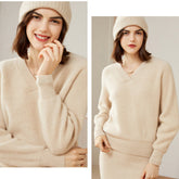 Women 100% Pure V Neck Classic Loose Pullover Cashmere Sweater